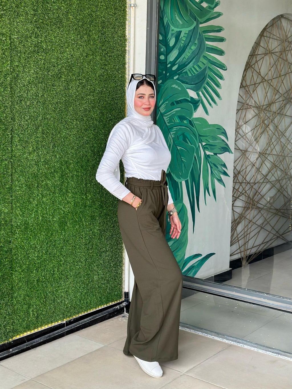 بنطلون وايدليج (زيتي)