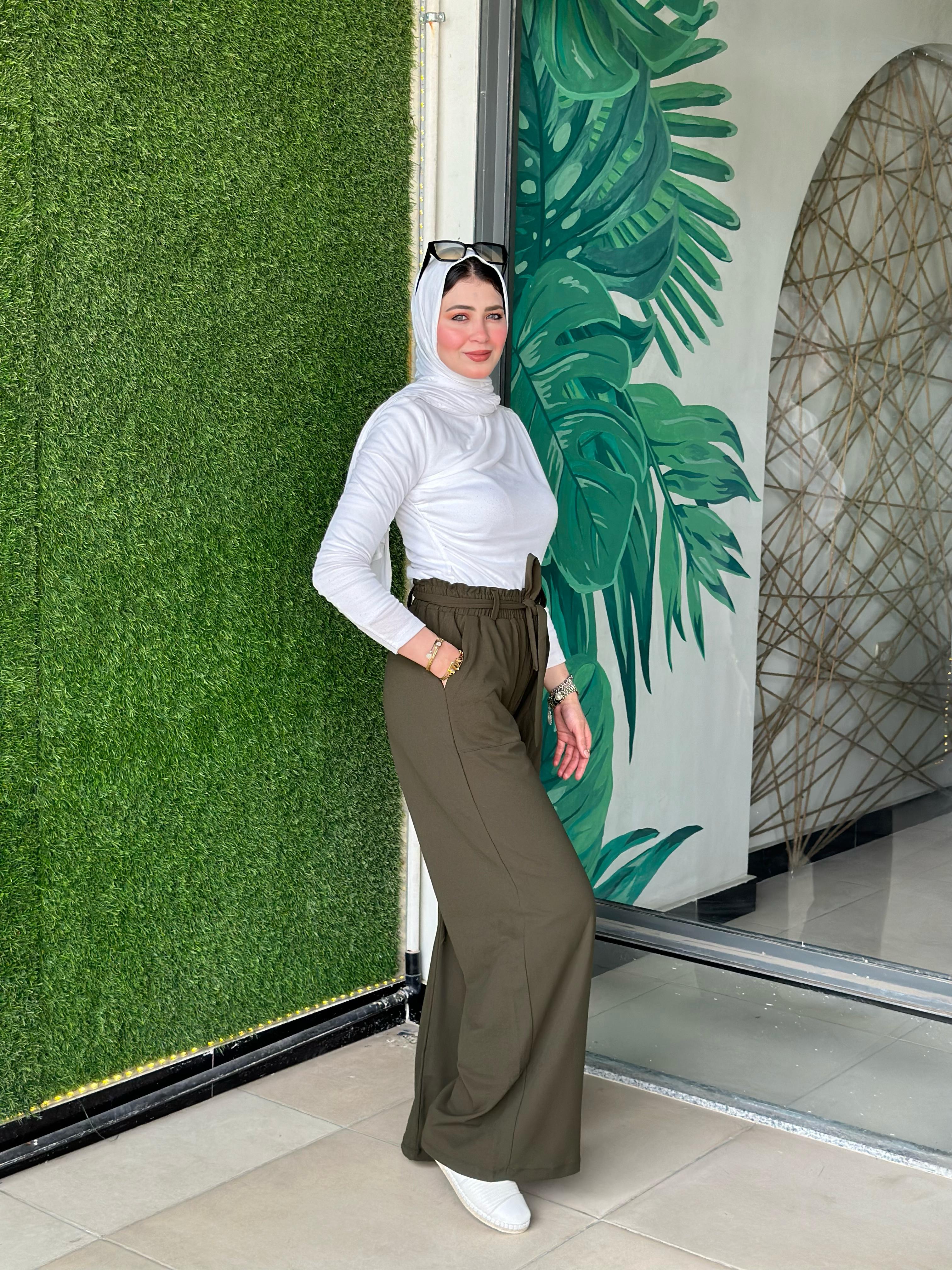 بنطلون وايدليج (زيتي)
